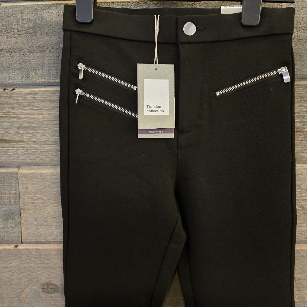 ZARA Trafaluc Collection Womens Pants Size Small Black Skinny Ankle High Rise - Picture 4 of 8
